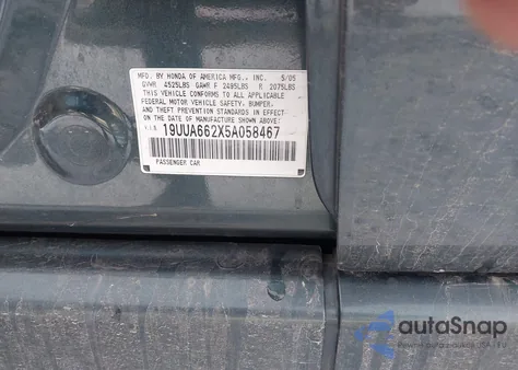 2005 Acura Tl z USA, uszkodzony, nr VIN 19UUA662X5A058467